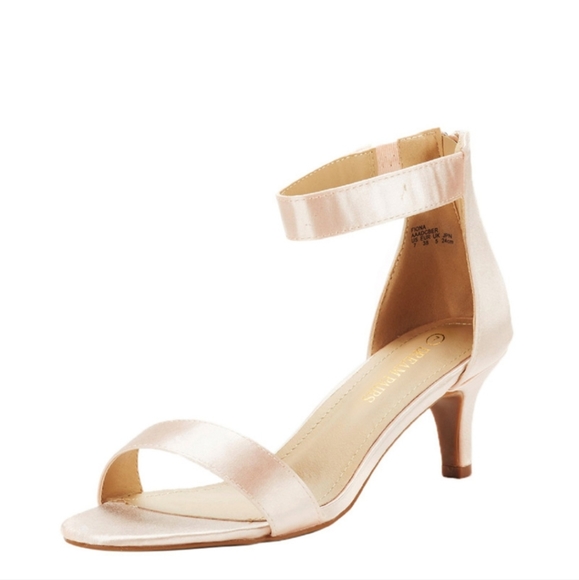 Champagne Satin Kitten Heels - Picture 2 of 7